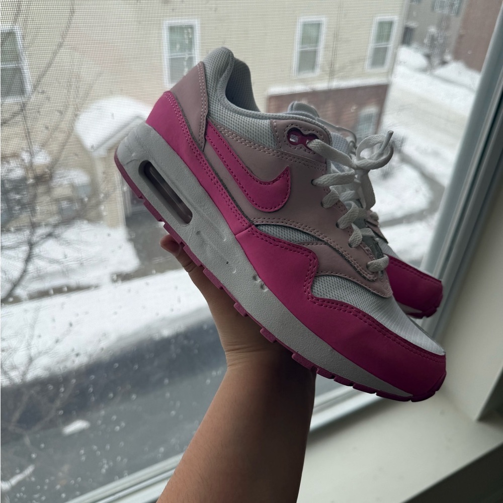 Nike Women's Pink and White Sneakers air max 1 boys size 6 - Picture 2 of 12
